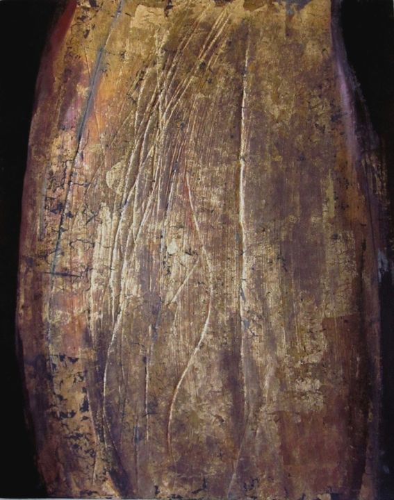 Graffures   75x90 cm acrylique, cuivre sur bois   2010